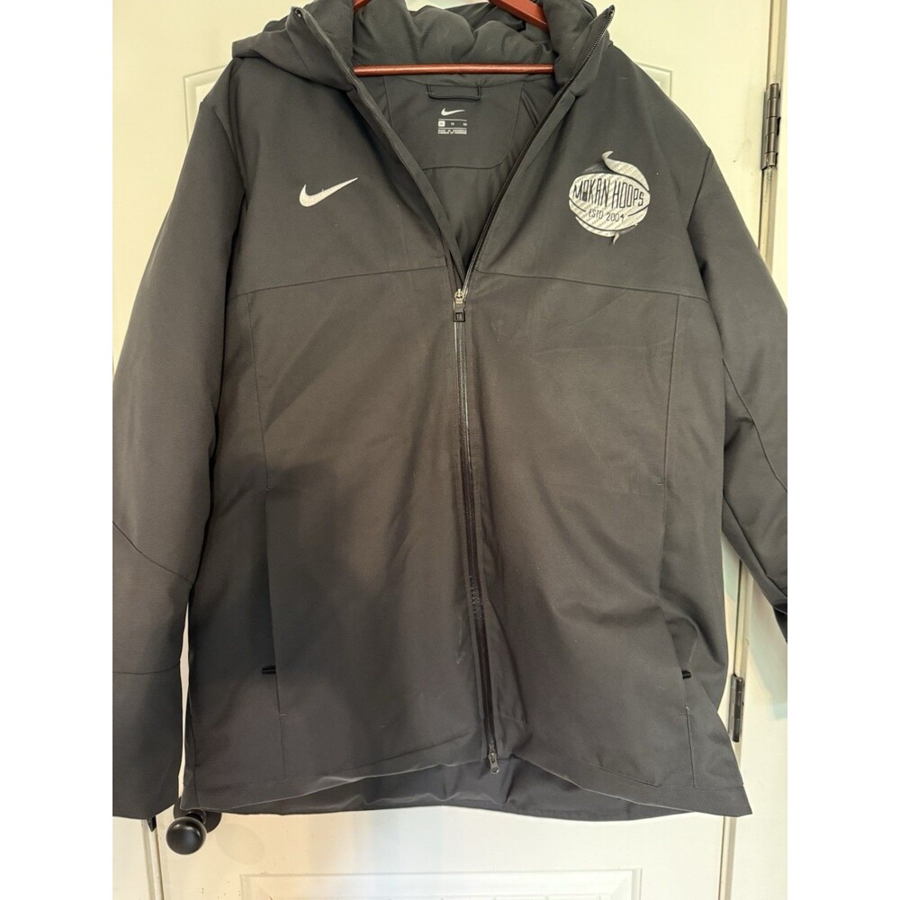 Men Nike Milan HOOPS Full Zip Hooded Jacket Size XL Made with Down Fill Black